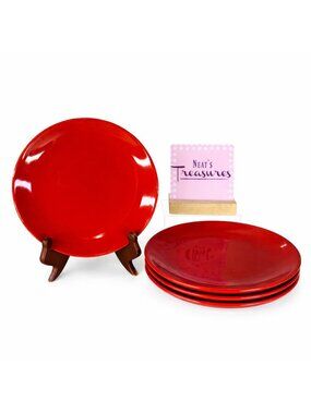 Home Target AMERICAN ORCHARD Solid Red 8.5" Stoneware Salad  Lunch Plates Set 4